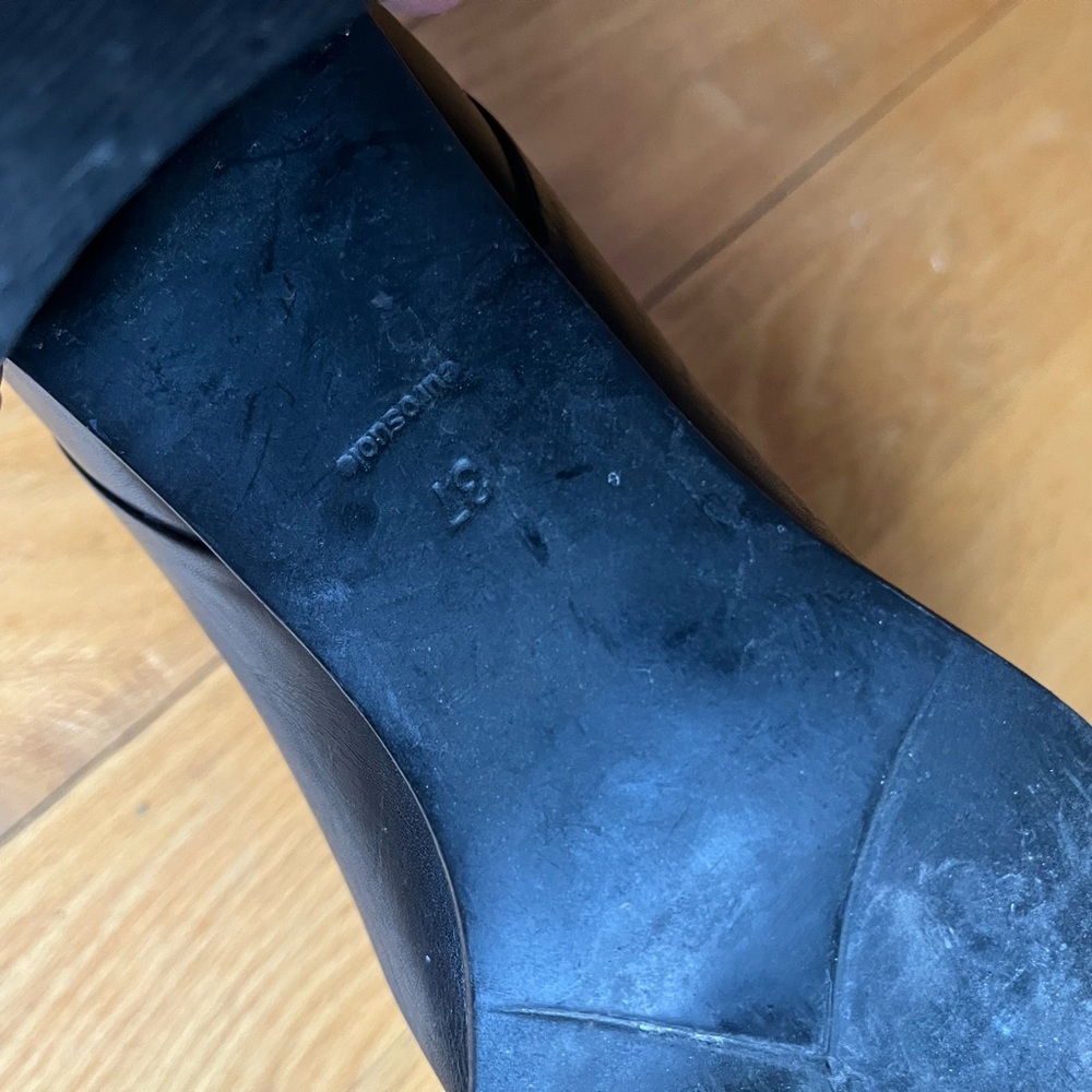 90s vintage Pegabo Black Leather Block Heel Pumps - Picture 5 of 5